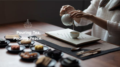 Chinese tea pouring ceremony, peaceful mindfulness practice with Lotus & Jade Journeys