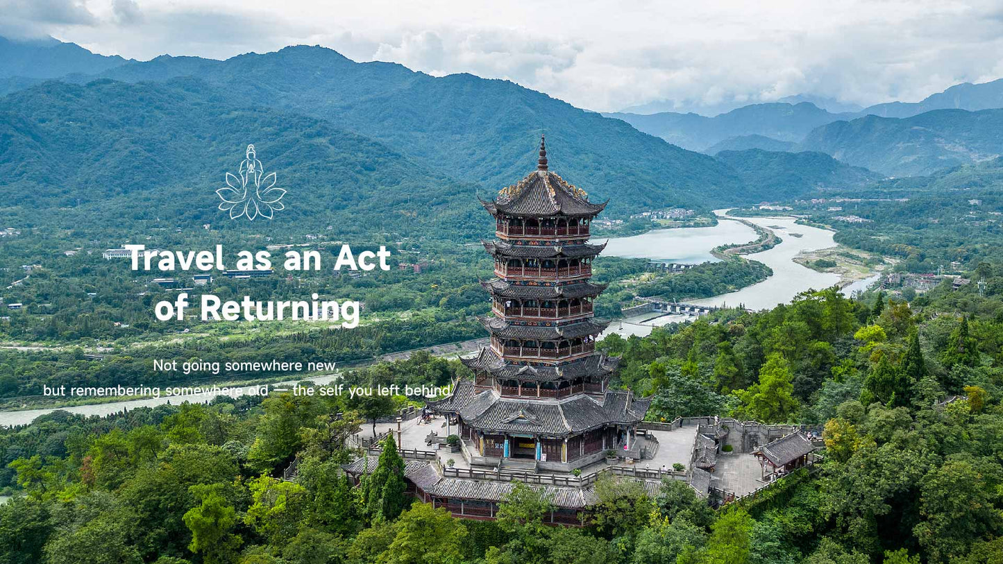 Dujiangyan ancient pagoda view, Zen pilgrimage with Lotus & Jade Journeys