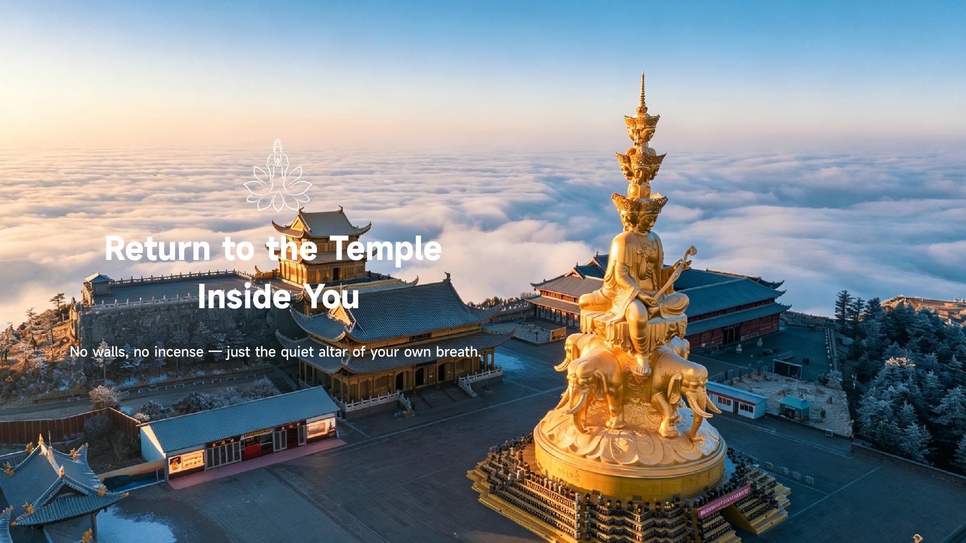 Mount Emei Golden Summit Samantabhadra Buddha statue, luxury Zen pilgrimage with Lotus & Jade Journeys