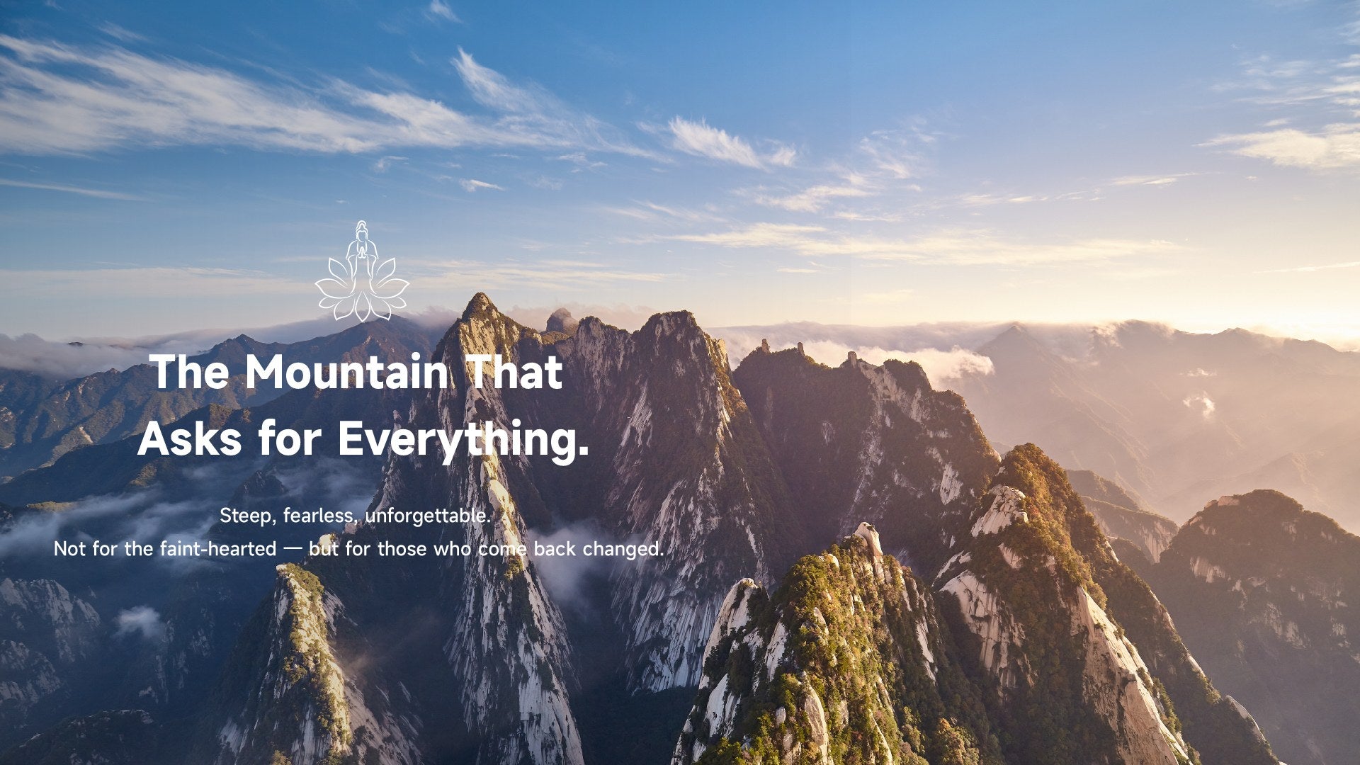 Huashan Mountain aerial view, dramatic Chinese landmark with Lotus & Jade Journeys