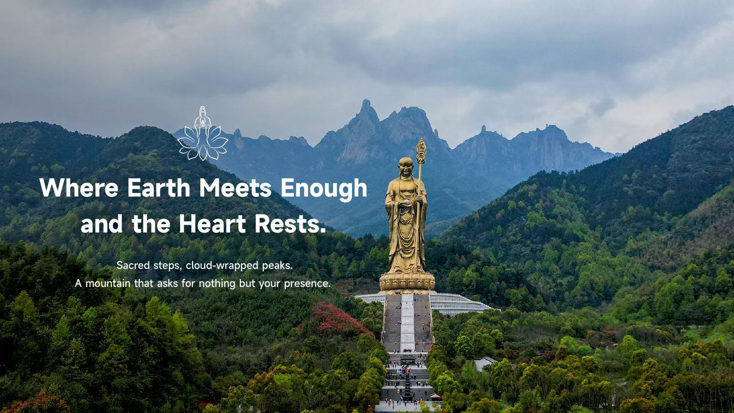 Mount Jiuhua Ksitigarbha Buddha statue, sacred mountain pilgrimage site with Lotus & Jade Journeys
