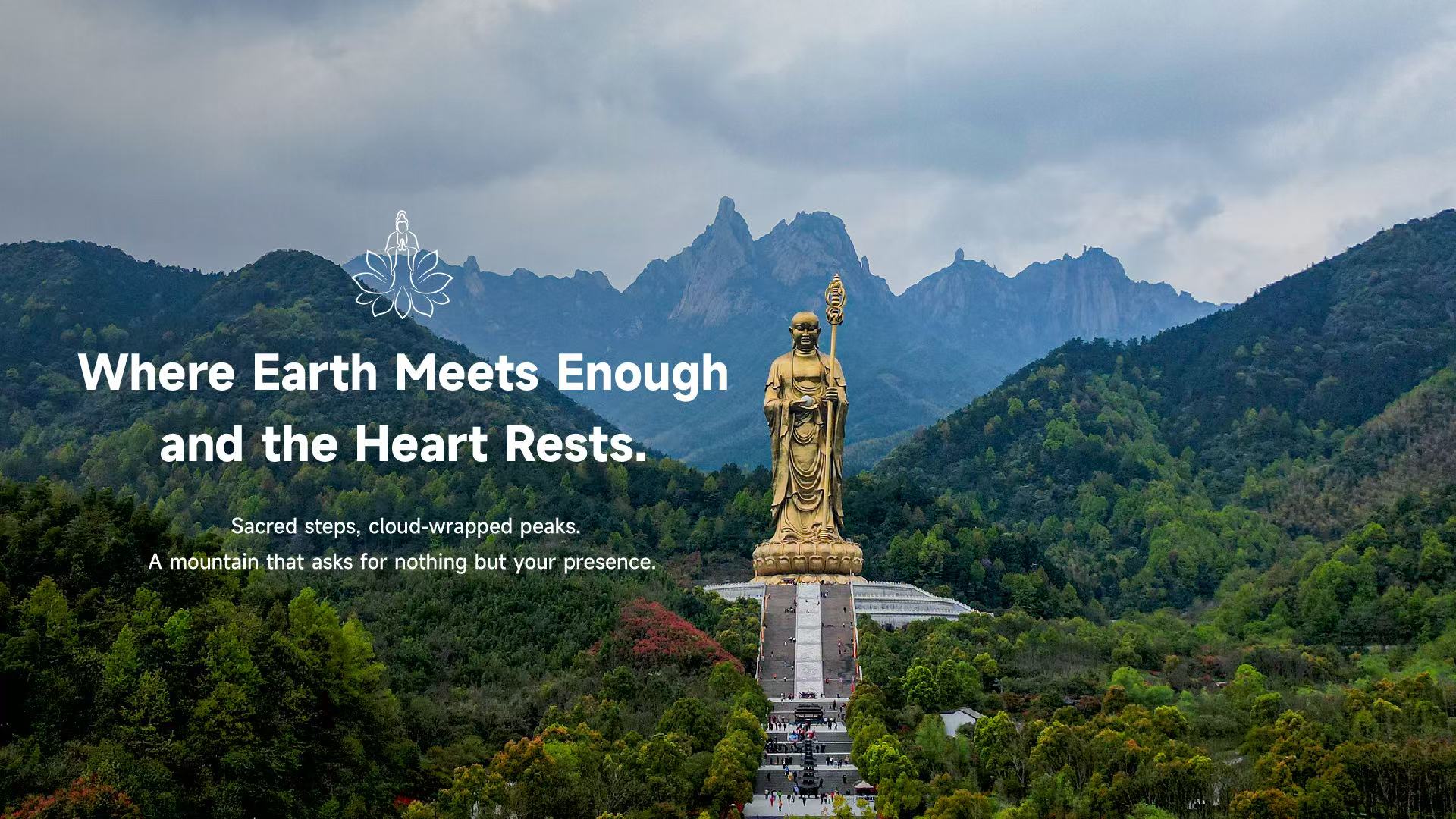 Mount Jiuhua Ksitigarbha Buddha statue, sacred mountain pilgrimage site with Lotus & Jade Journeys