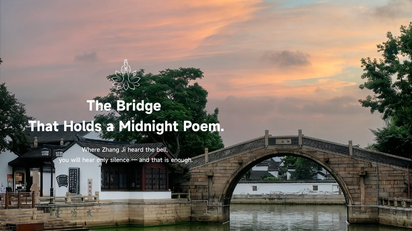 Suzhou Fengqiao Bridge at sunset, ancient Jiangnan landmark with Lotus & Jade Journeys