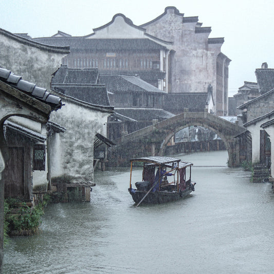 Rainy day in Jiangnan water town, peaceful canal boat ride with Lotus & Jade Journeys