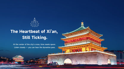 Xi'an Bell Tower at night, ancient city landmark with Lotus & Jade Journeys